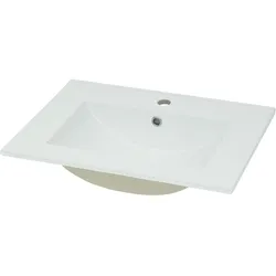 Mendler Waschbecken HWC-D16, Waschtisch Handwaschbecken Badezimmer Bad, Keramik eckig weiß ~ 61cm 18mm Kante