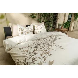 Kayori Wendebettwäsche "Habo", beige (natur), B/L: 155cm x 220cm, 1 Stk., 1 Stk., Perkal (Bio-Baumwolle), B/L: 80cm x 80cm, 2 Stk., Perkal (Bio-Baumwolle), Obermaterial: 100% Baumwolle, Bettwäsche, Wendebettwäsche, Mit stilvoller Stickerei