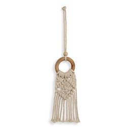 Deko-Hänger Macrame Ø 6 cm Holz Beige