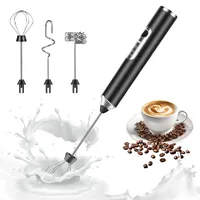 Weinsamkeit Elektrische Milchaufschäumer Stab Milchschäumer Elektrisch Wiederaufladbar mit 3 Edelstahl-Schneebesen 3 Einstellbare Geschwindigkeiten Sahneaufschäumer Tragbar für Kaffee Cappuccino Latte