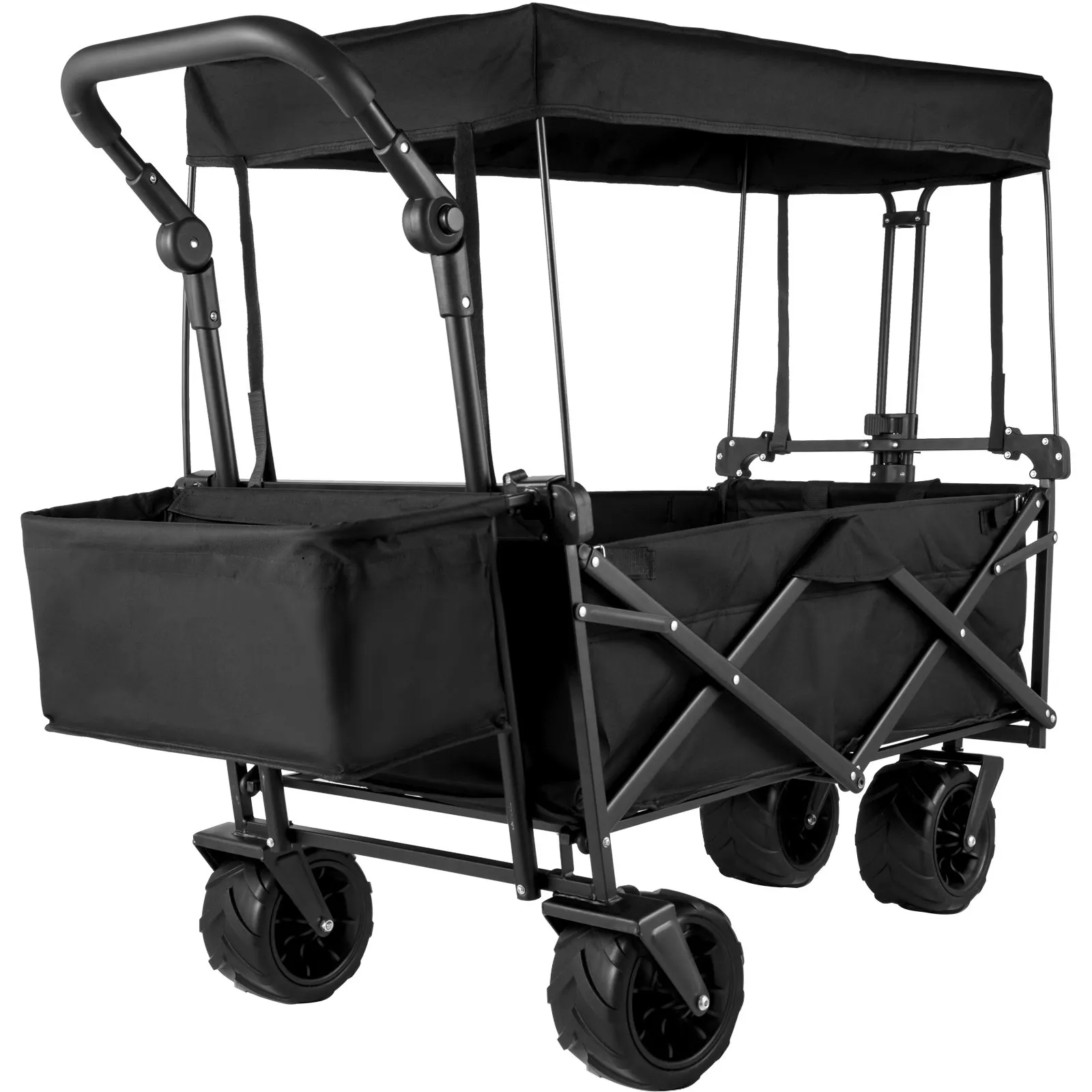 VEVOR Gartenwage Faltbar 92,7 x 54,3 x 98,5 cm Handwagen Faltbar Schwarzer Gerätewagen Handwagen bis 100 kg Tragkraft Transportwagen Gartenanhänger