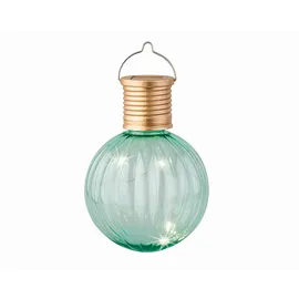 MARELIDA LED Solar Glühbirne Kugelleuchte - 4 LED Drahtlichterkette- H: 11cm, D: 8cm türkisblau