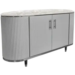 KAWOLA Sideboard MARIA Marmorplatte Kunstleder grau