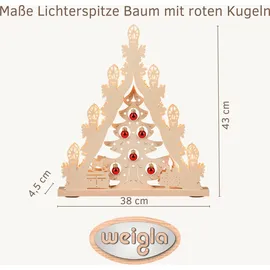 Weigla LED Lichterspitze/Schwibbogen"Weihnachtsbaum mit roten Kugeln" 7 flammig Erzgebirge garantiert