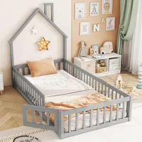 Tavilaecon Kinderbett mit Schornsteinform und Lattenrost, aus Kiefernholz, Minimalistischer