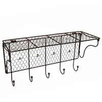 Ambiente Haus »Draht Wandregal mit Haken in Antikbraun«, (1