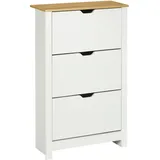 Homcom Schuhschrank mit 3 Klappen, Schuhregal, Schuhkipper Schmal mit verstellbar Trennwand, Schuhkommode für 18 Paar Schuhe 72 x 26 x 112 cm, Garderobe, Schuhaufbewahrung, Schuhschränke