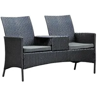 Loveseat Sessel Stuhl Rattansessel Brentwood, Polyrattan schwarz