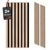 KGM Akustikpaneele ExPress Eiche hell foliert 2er Set – 3D Wandpaneele aus MDF & Filz – 30 x 1,7 x 260 cm – Wandverkleidung für Wohnzimmer & Büro (1,56 m2)
