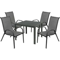 Mojawo Gartengarnitur Sitzgarnitur 5-teilig 90x90cm Non-Wood Anthrazit / Grau