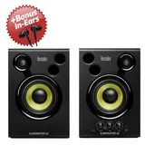 Hercules DJ Monitor 42 Monitor-Boxen + Bonus In-Ear Kopfhörer - Schwarz