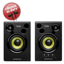 Hercules DJ Monitor 42 Monitor-Boxen + Bonus In-Ear Kopfhörer - Schwarz