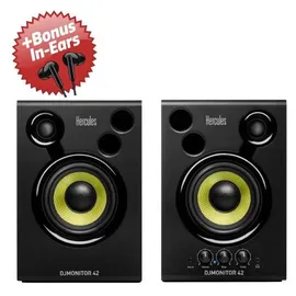 Hercules DJ Monitor 42 Monitor-Boxen + Bonus In-Ear Kopfhörer - Schwarz