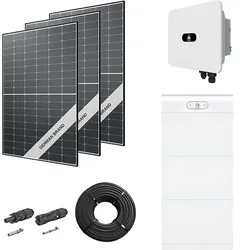 Photovoltaik-Paket 12 kWp mit Huawei Wechselrichter MB0 15 kW + Stromspeicher 21,0 kWh, 30 Solarmodulen Glas-Folie black frame (* 0% MwSt. gem. §12 Abs. 3 UstG)