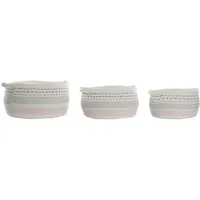 DKD Home Decor Korb-Set Standard 52 x 43 x 25 cm orange schwarz weiß