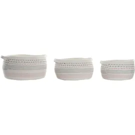 DKD Home Decor Korb-Set Standard 52 x 43 x 25 cm orange schwarz weiß