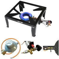 Bluecraft 4-Bein Gas-Hocker-Kocher 10,5 kW mit Zündsicherung Piezozündung inkl. Gasschlau...