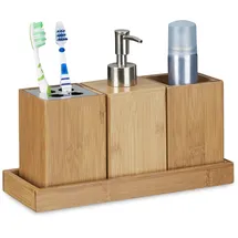 Relaxdays Zahnbürstenhalter Braun/Silber