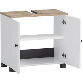 Schildmeyer Waschbeckenunterschrank Lugo 157427 weiß, wildeiche 59,8 x 32,6 x 62,4 cm