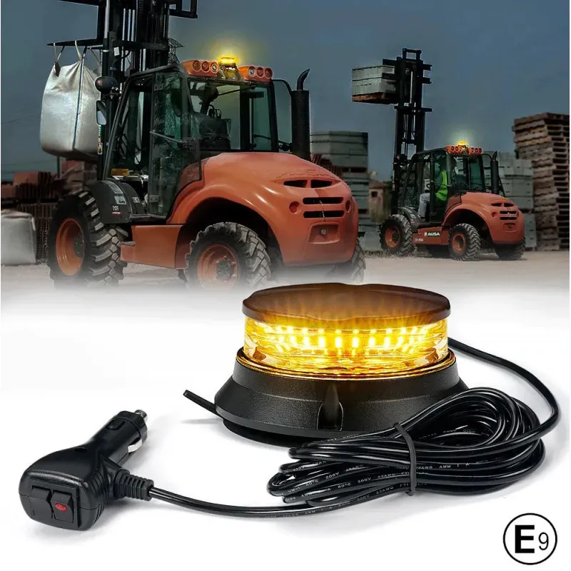 24W LED kompakte drehbare Signal-/Warnleuchte (Rundumleuchte) mit Magnet und Saugnapf, 12–24V, E9 E-M