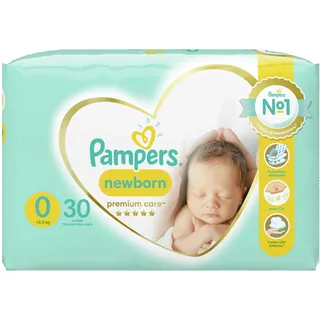 Pampers Windeln Größe 0 (<3 kg), Premium Care Windeln, 30 Stück, Bester Komfort und Schutz empfindlicher Haut von Pampers
