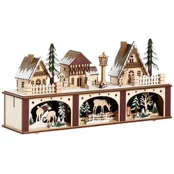 Weihnachtsdorf HOME AFFAIRE "Weihnachtsdeko" Weihnachtsdörfer Gr. B/H/T: 45 cm x 22 cm x 11 cm, beige (natur, braun) Weihnachtskrippen Weihnachtsdörfer LED-Lichtersockel