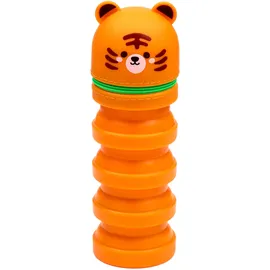Puckator Teleskop-Stiftetui Pop Up aus Silikon – Tiger – Süße Tiere – ausziehbar, Orange, Ausziehbares Federmäppchen aus Silikon