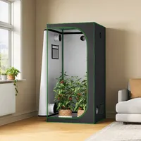 Growzelt Gewächshaus Growbox Pflanzenzelt Zuchtzelt Zuchtschrank Mit Belüftungsöffnungen Beobachtungsfenstern, Für Balkon Garage, 100x100x200 Cm, Schwarz - Woltu