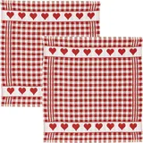 Kracht Frottier-Geschirrtuch 2er-Pack Baumwolle Karo/Herz rot Größe 50x50 cm