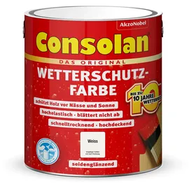 Consolan Wetterschutz-Farbe 2,5 l weiß seidenglänzend