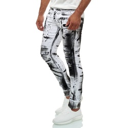 KINGZ Slim-fit-Jeans mit ausgefallener Batik-Waschung schwarz|weiß 38