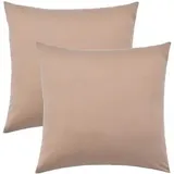 NatureMark 2er Set Jersey Kissenbezüge – Elastisch, weich, atmungsaktiv und hautfreundlich – Waschbare Kissenhülle - 80x80 – Sand/Beige