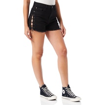 URBAN CLASSICS Ladies Highwaist Denim Lace Up Shorts, Schwarzgrau, 42 EU