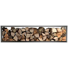 hiyard Brennholzregal Metall 199 x 49 cm Schwarz