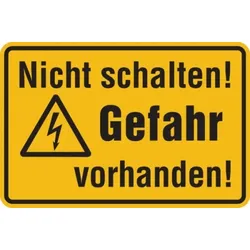 Warnschild, Nicht schalten! Gefahr vorhanden!, 120 x 200 mm - 200x120x0.6 mm Magnetfolie