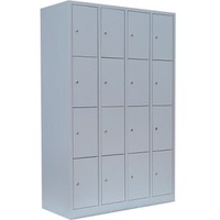 Lüllmann Schließfachschrank X-520440, aus Metall, 16 Fächer, 118,5 x 180 x 50cm, lichtgrau