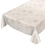 ANRO Wachstuchtischdecke Wachstuch Wachstischdecke Tischdecke Weihnachten Schneeflocken Beige 100x140cm