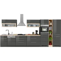 kochstation Küchenzeile KS-Wien 440 cm grau hochglanz