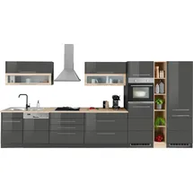 kochstation Küchenzeile KS-Wien 440 cm grau hochglanz