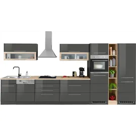 kochstation Küchenzeile KS-Wien 440 cm grau hochglanz