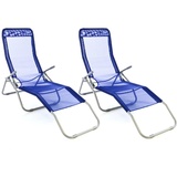 VCM 2er Set Liegestuhl Gartenliege Maße 160x48x100cm Sonnenliege Liegestuhl Liege Relaxliege Blau