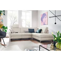 Candy Ecksofa "Mainau modern und elegant, mit gutem Sitzkomfort, L-Form", weiß, B:257cm H:89cm T:220cm, Struktur ( 100% Polyester);Luxus-Microfaser weich: 98% Polyester, 2% Nylon, ;Struktur weich (mit Wasser zu reinigen): 16% Baumwolle, 79% Polyester, 5%