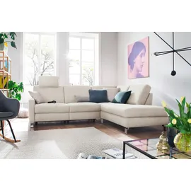 Candy Ecksofa "Mainau modern und elegant, mit gutem Sitzkomfort, L-Form", weiß, B:257cm H:89cm T:220cm, Struktur ( 100% Polyester);Luxus-Microfaser weich: 98% Polyester, 2% Nylon, ;Struktur weich (mit Wasser zu reinigen): 16% Baumwolle, 79% Polyester, 5%