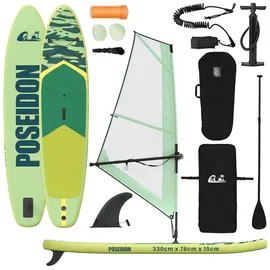 vidaXL SUP Board Aufblasbares SUP-Board mit Segel 330 x 76 x 15 cm Grün