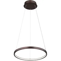GLOBO Hängeleuchte Pendellampe Deckenleuchte Esszimmerlampe Wohnzimmerlampe, Metall kaffeefarben Kunststoff opal, Höhenverstellbar, 1x LED 19W 980Lm 3000K