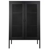 VCM ebuy24 Melbourne Vitrinenschrank mit Drahtgittertüren, Schwarz