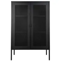 VCM ebuy24 Melbourne Vitrinenschrank mit Drahtgittertüren, Schwarz