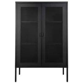 VCM ebuy24 Melbourne Vitrinenschrank mit Drahtgittertüren, Schwarz