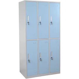 Mendler Schließfach Boston T829, Schließfachschrank Wertfachschrank Spind, Metall 6 Fächer ~ blau