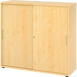 bümö Schiebetürenschrank "3OH" - Aktenschrank abschließbar, Sideboard Schrank mit Schiebetüren in Ahorn - Büroschrank aus Holz mit Schiebetür, Büro